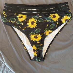 Sunflower Print Womens Bikini Bottoms